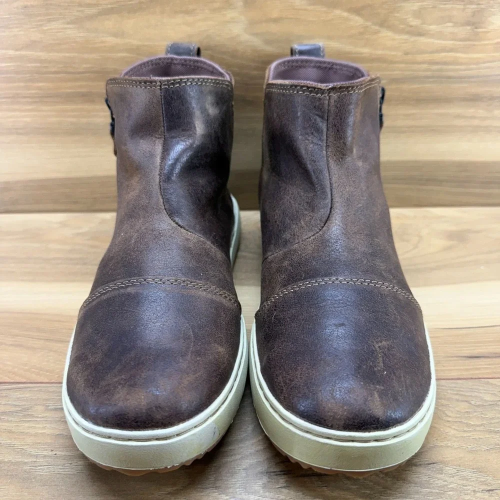 LL BEAN Mountainside Ankle Boots Womens 9 M Brown Leather Zip Casual Outdoor